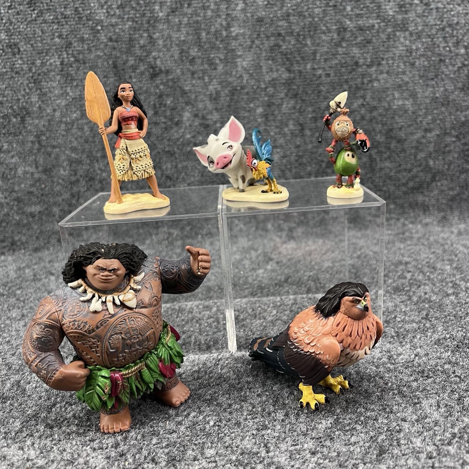 Disney Moana Figure Playset 5 Piece Set – Cake Toppers Maui Heihei Pua Kakamora