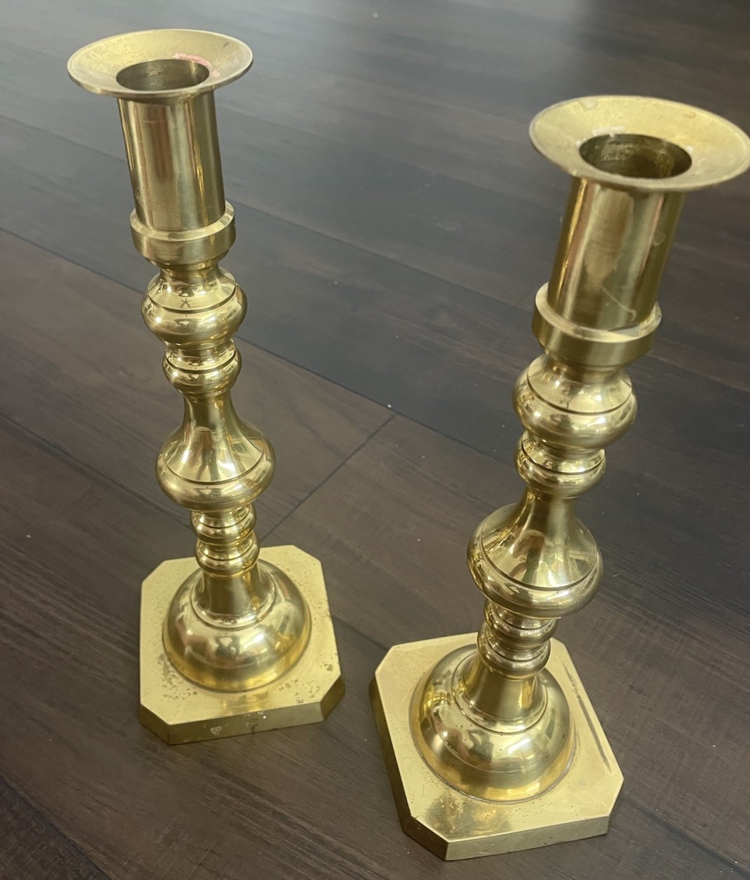 Vintage B. Altman & Co. Solid Brass Candlestick Holders Pair 10.5″ Made in Japan