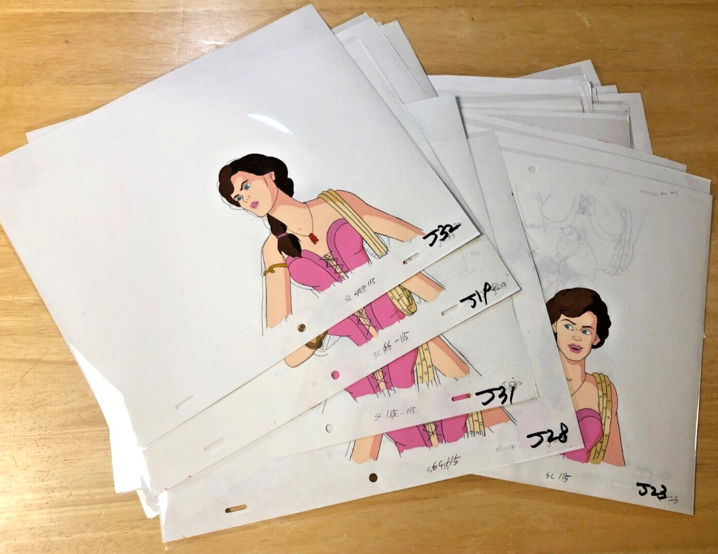 CONAN THE ADVENTURER Cartoon Animation Cel Lot of 39 “Jezmine” 12.5×10.5″