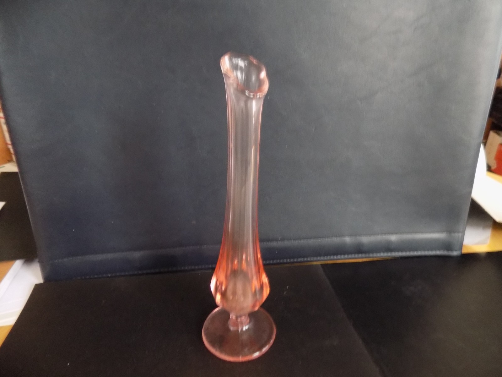 Pink Rose Bud Vase Asymmetrical Rim, Translucent
