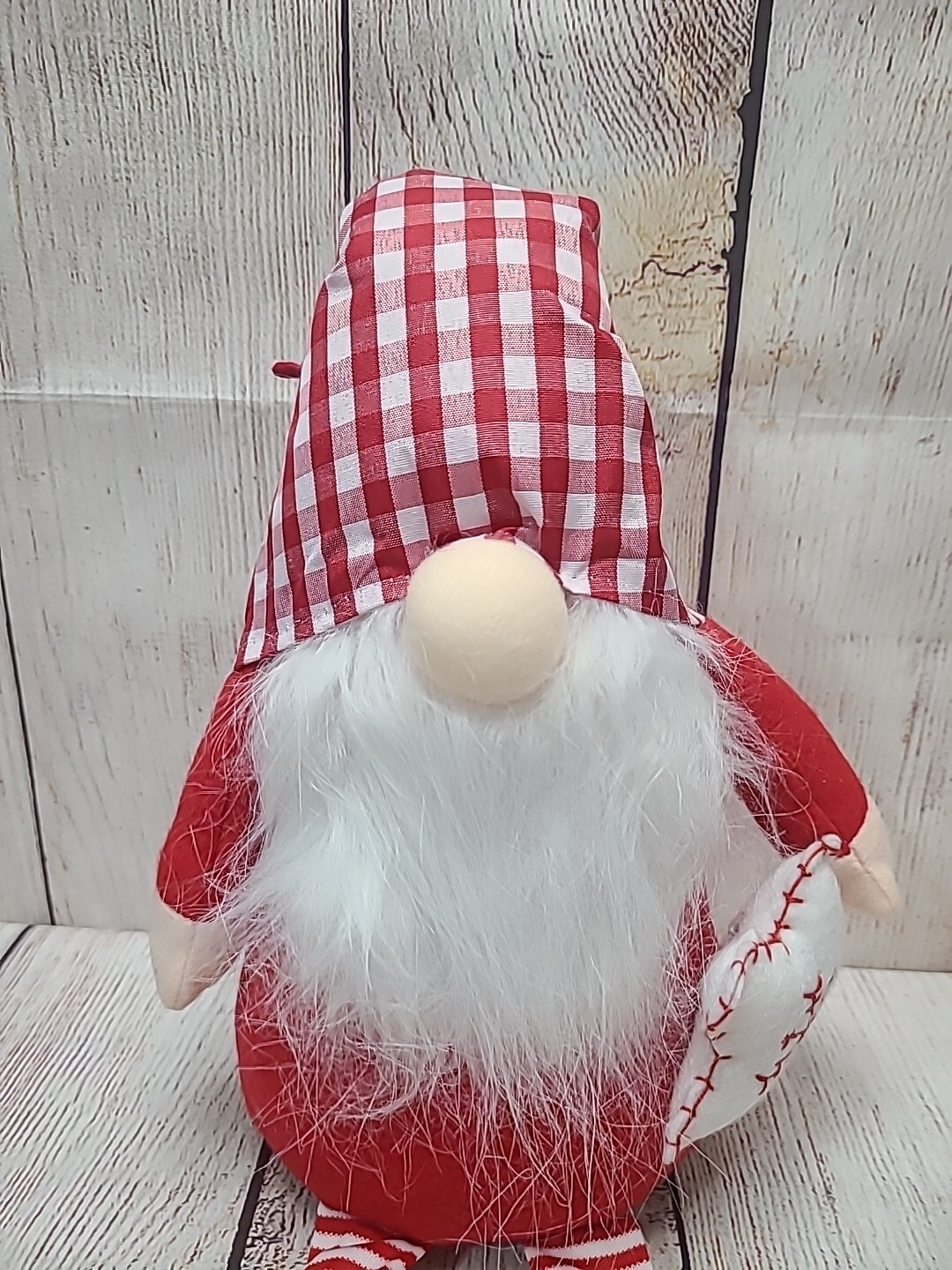 Christmas Holiday Gnome Shelf Sitter Table Decor Door Stopper Red White 21″