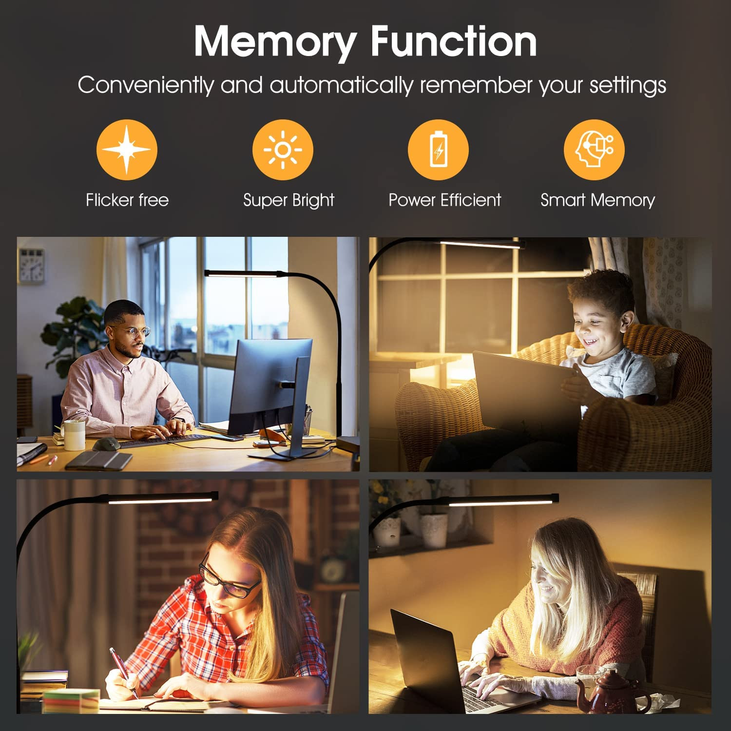 LED Desk Lamp with Clamp, Eye-Caring Clip on Lights for Home Office, 3 Modes 10