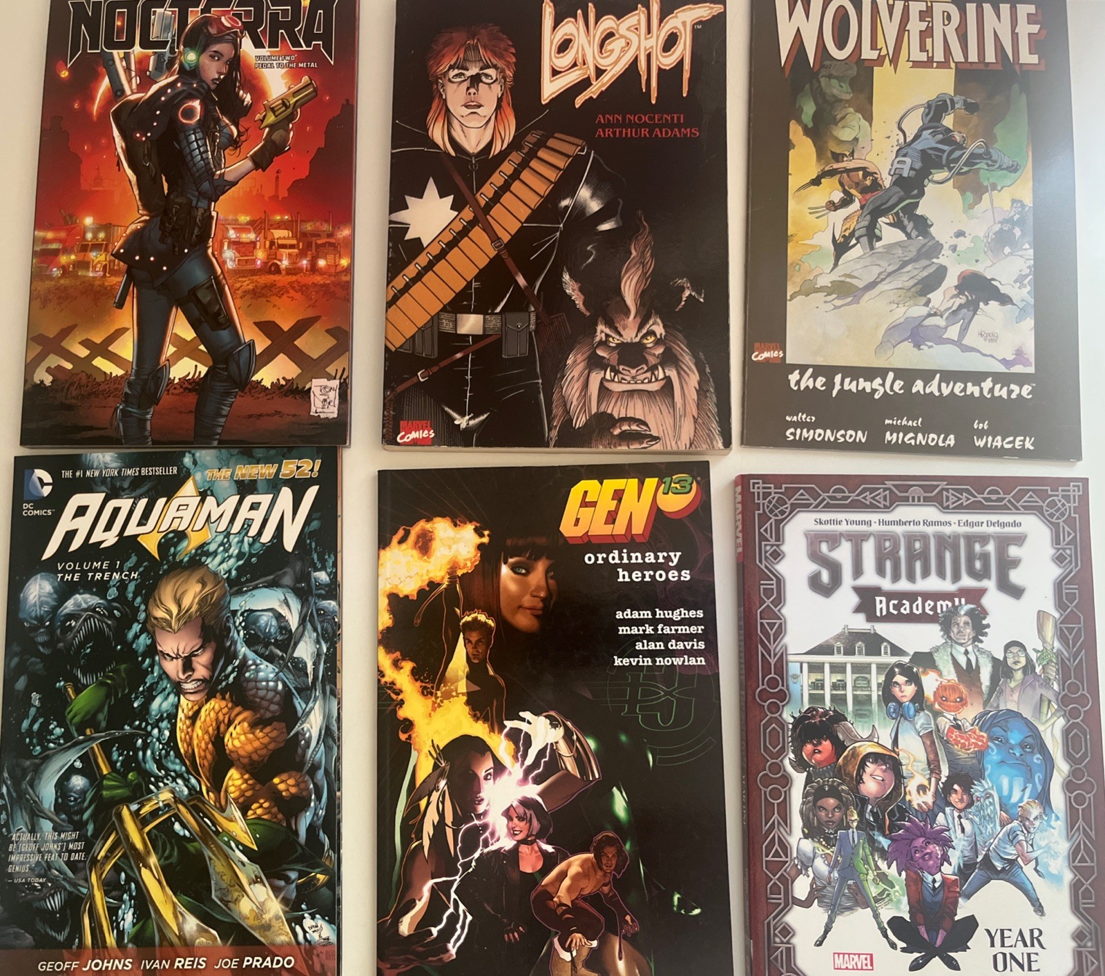 TPB Random Lot of 6. Nocterra, Longshot, Wolverine,, Gen 13, Image Marvel DC