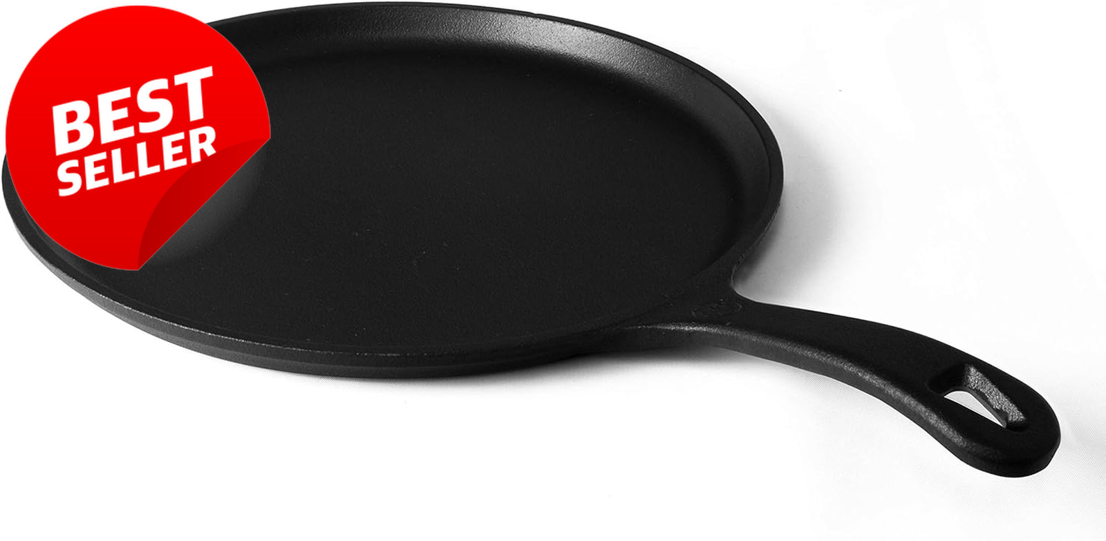 10.5in Cast Iron Round Griddle Preseasoned Pan Induction Campfire Handle Hole –