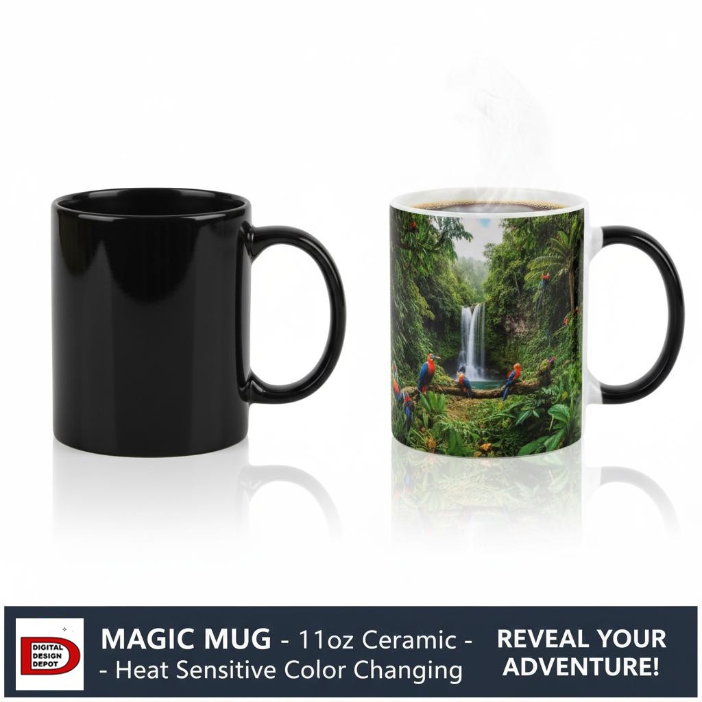 11oz Magic Mug – Heat Sensitive Color Changing Coffee Cup – Custom Black