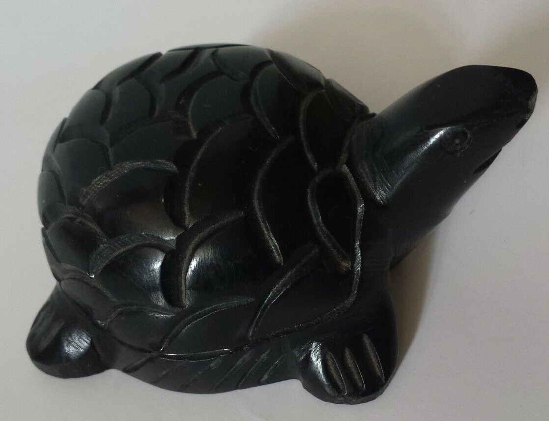 Miniature Turtle Figurine Polished Black Stone only 1 piece new