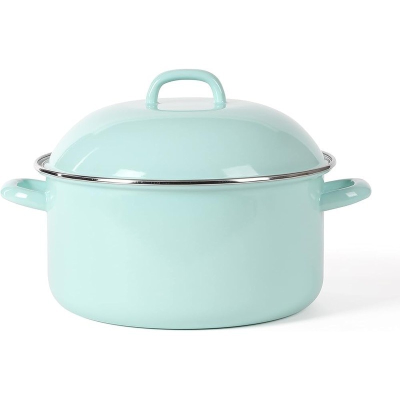 Enamel Steel Dutch Oven 6.4qt Induction Safe Easy Cleanup Sturdy Cast Handles