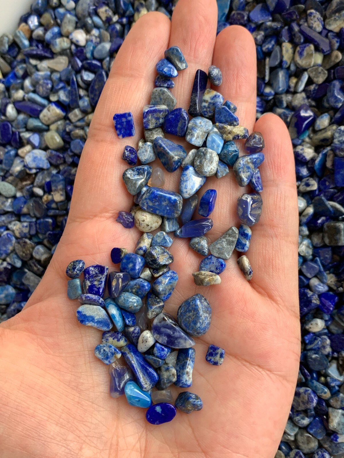 Grade A++ Lapis Semi Tumbled Gemstone Mini Chips 6 – 18 mm, Wholesale Bulk Lot