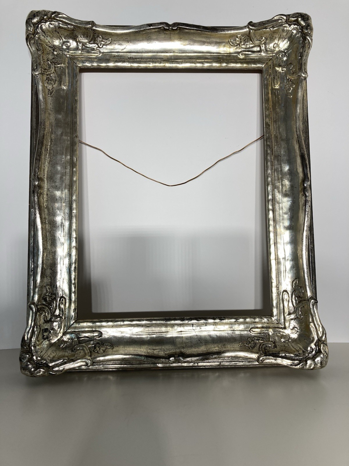Quality Carved Newcomb Macklin Style Arts And Crafts Silver Gilt Frame,12” X 16”