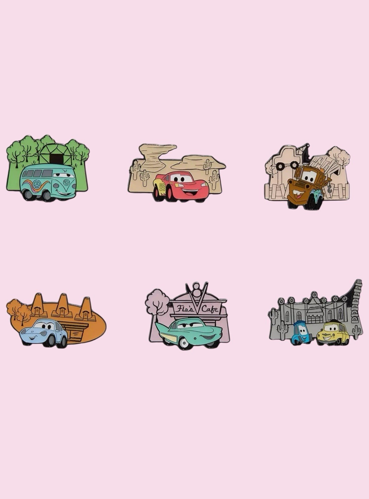 Loungefly Disney Pixar Cars Map Blind Box Enamel Pin – Full Set 6