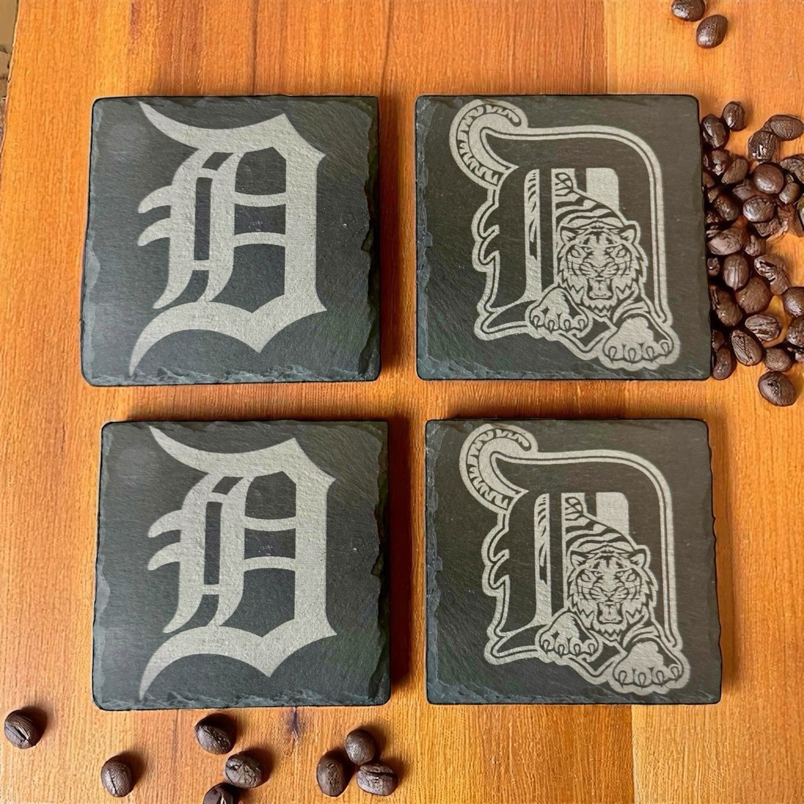 Detroit Tigers Coasters, Set of 4 Slate coasters size of coasters 4 By 4 Inches