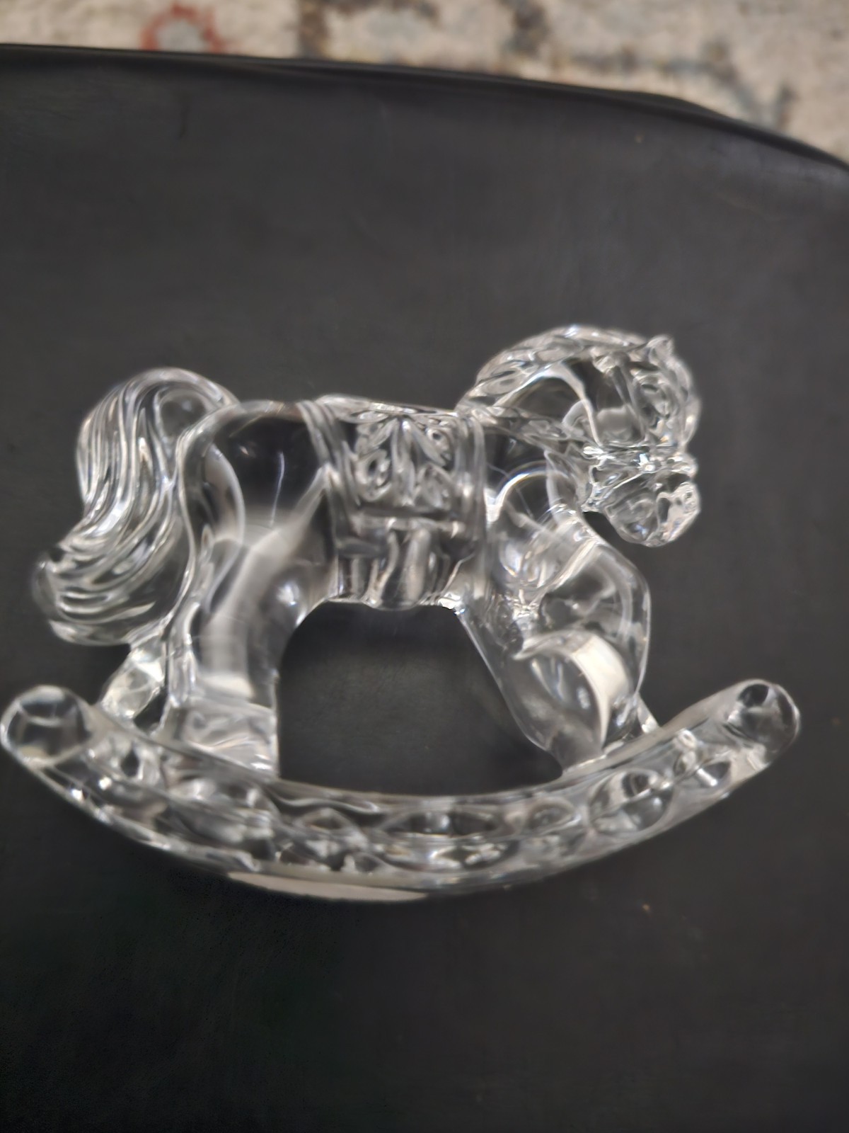 Clear Glass Rocking Horse Figurine Vintage Style Nursery Decor
