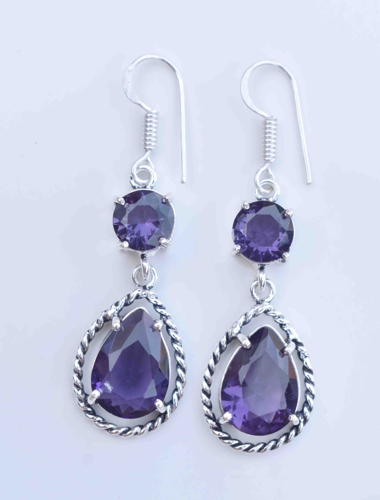 Contemporary Amethyst Dangle Earrings – Elegant Gemstone Beautiful Jewelry “