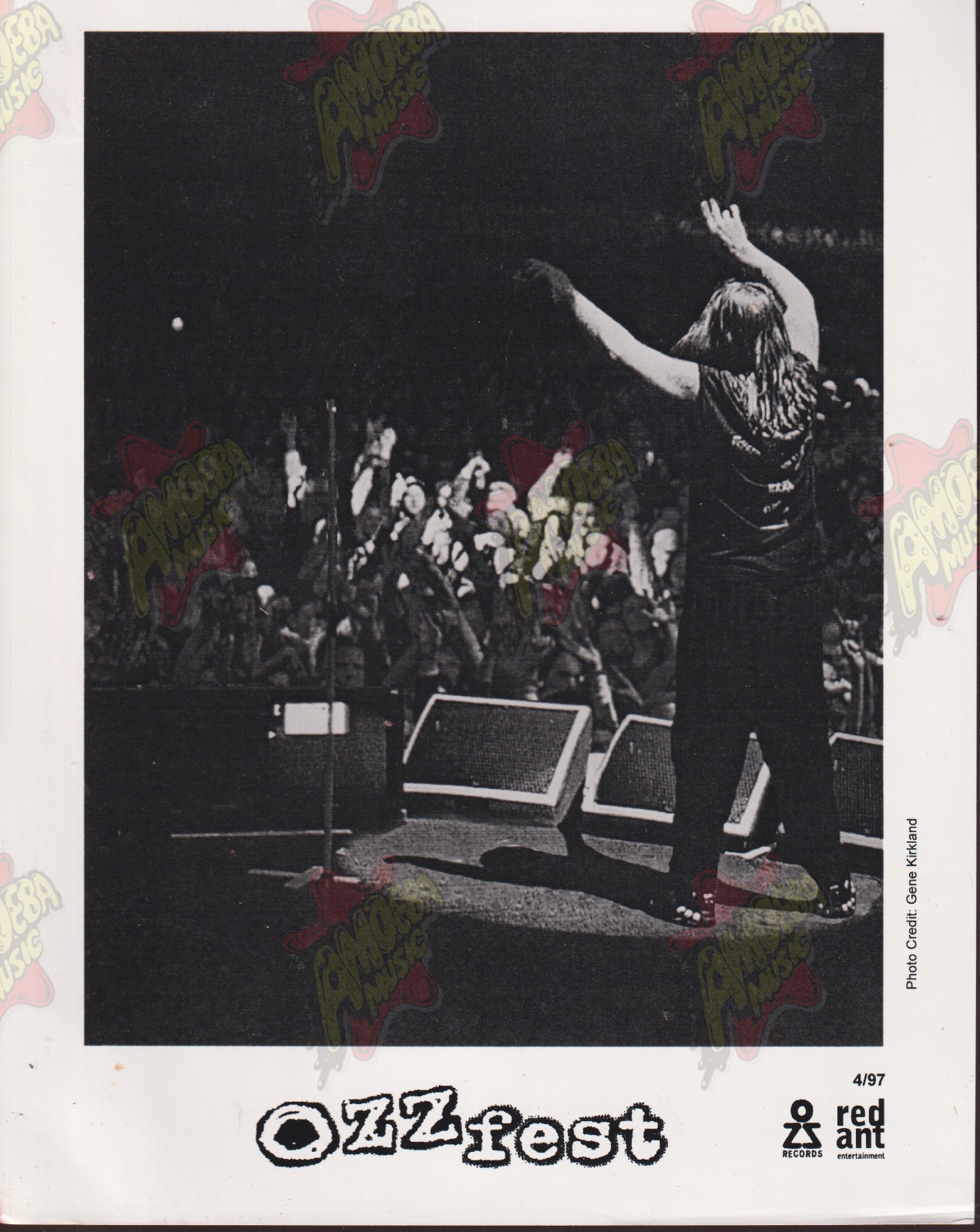 Ozzfest B/W Press Photo – (Glossy, 1997, Ozzy Osbourne on stage)