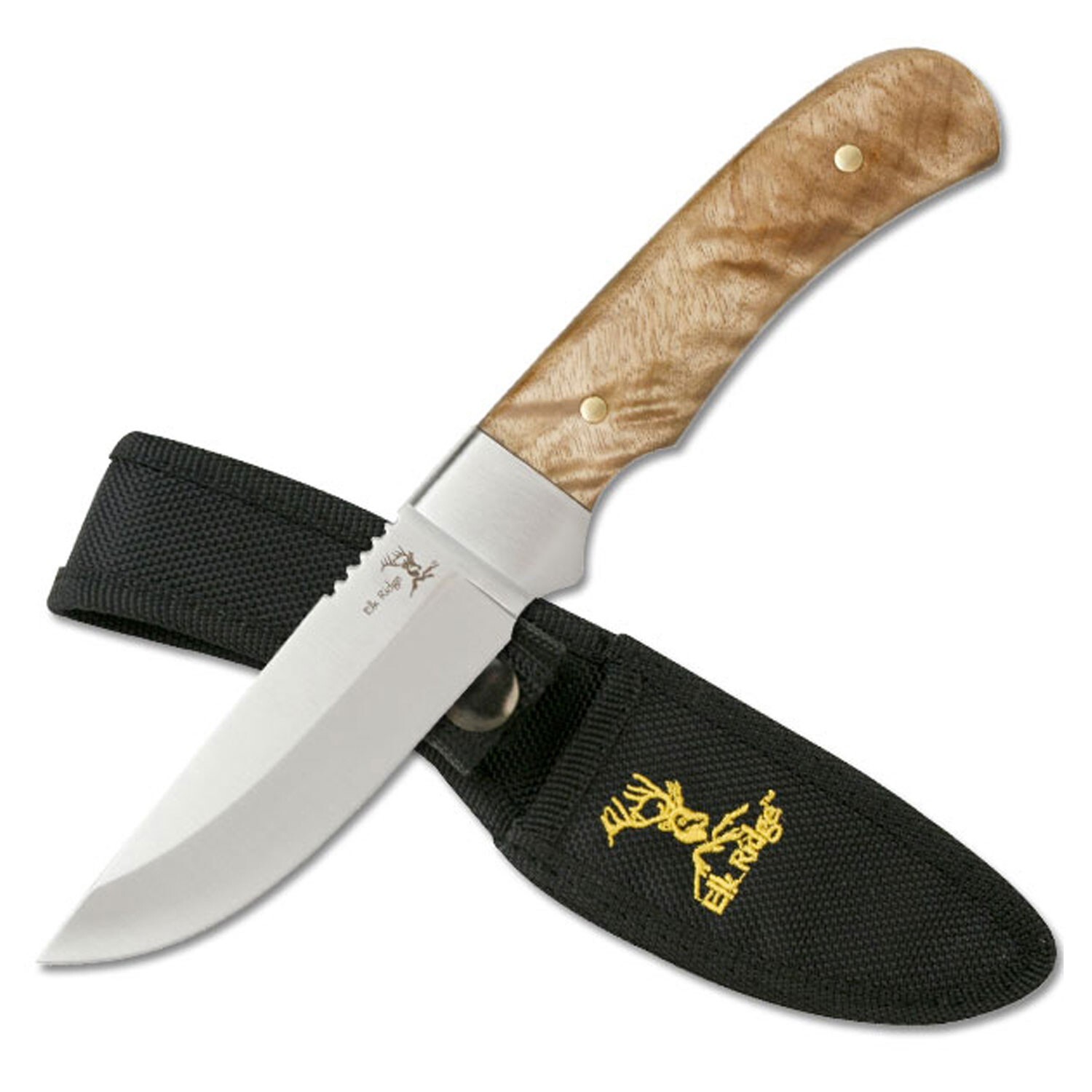 Elk Ridge Fixed blade Full tang knife 8.00″ Overall Burl Wood Handle ER-107
