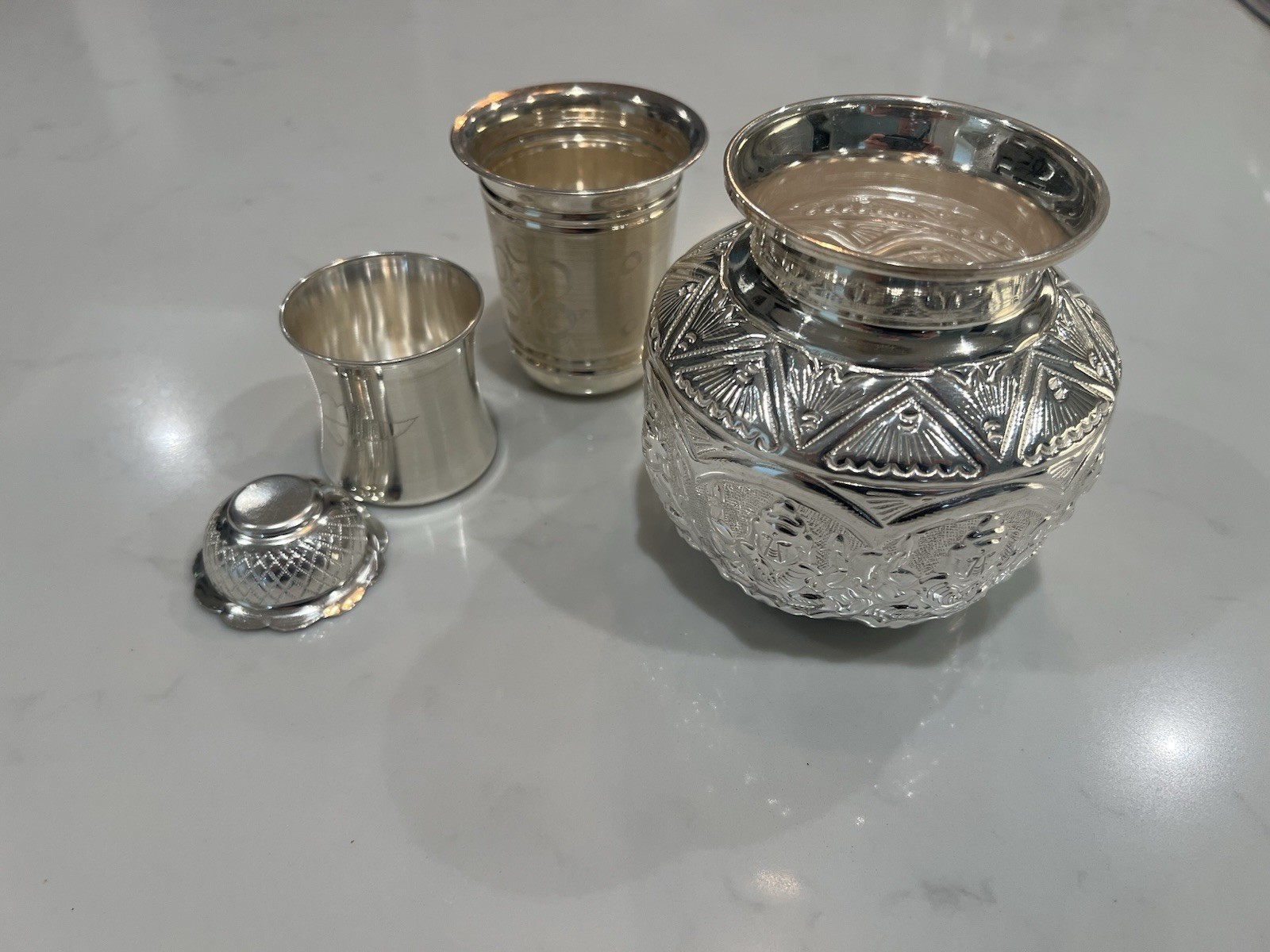 German Silver Pooja Thali Set