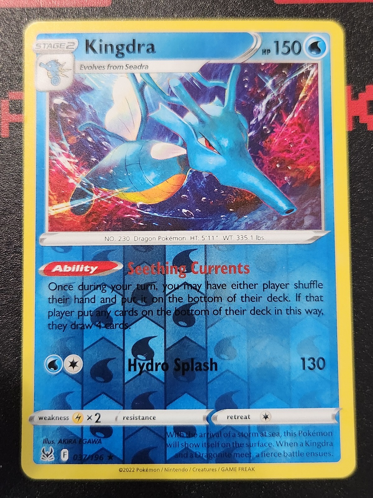 Kingdra 037/196 Reverse Holographic Pokemon Card TCG Lost Origin