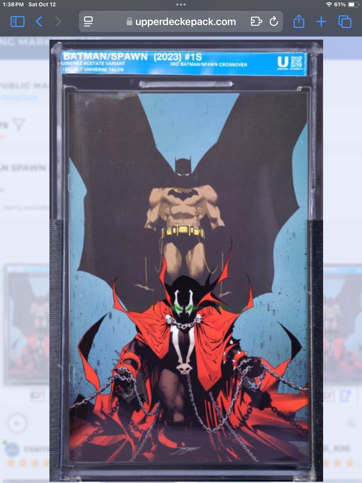 Batman / Spawn #1 S Acetate DC 2023 Jimenez McFarlane Uncirculated Soft Slab