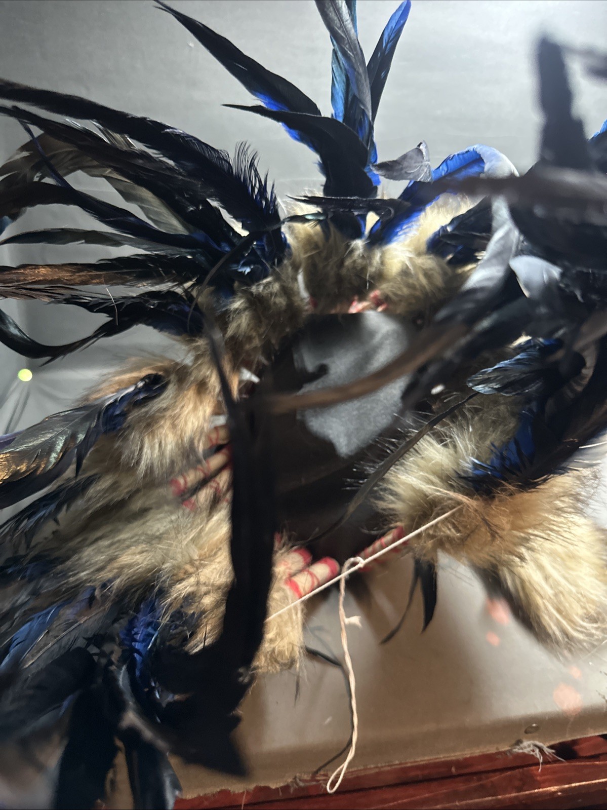 Native American War Indian Warrior Feathered Beaded Ceremonial Headdress