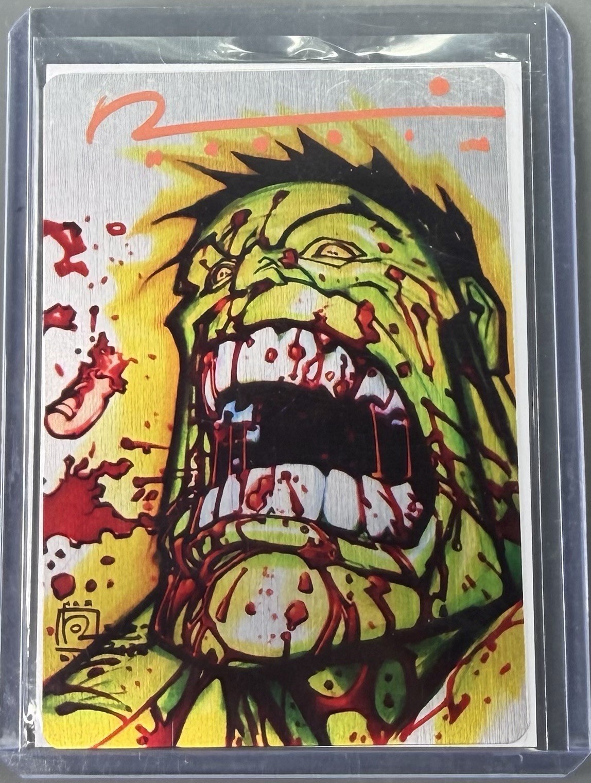 Chad Hardin Signed Original Hulk Sketch Art Card Blood Splatter COA SMZ