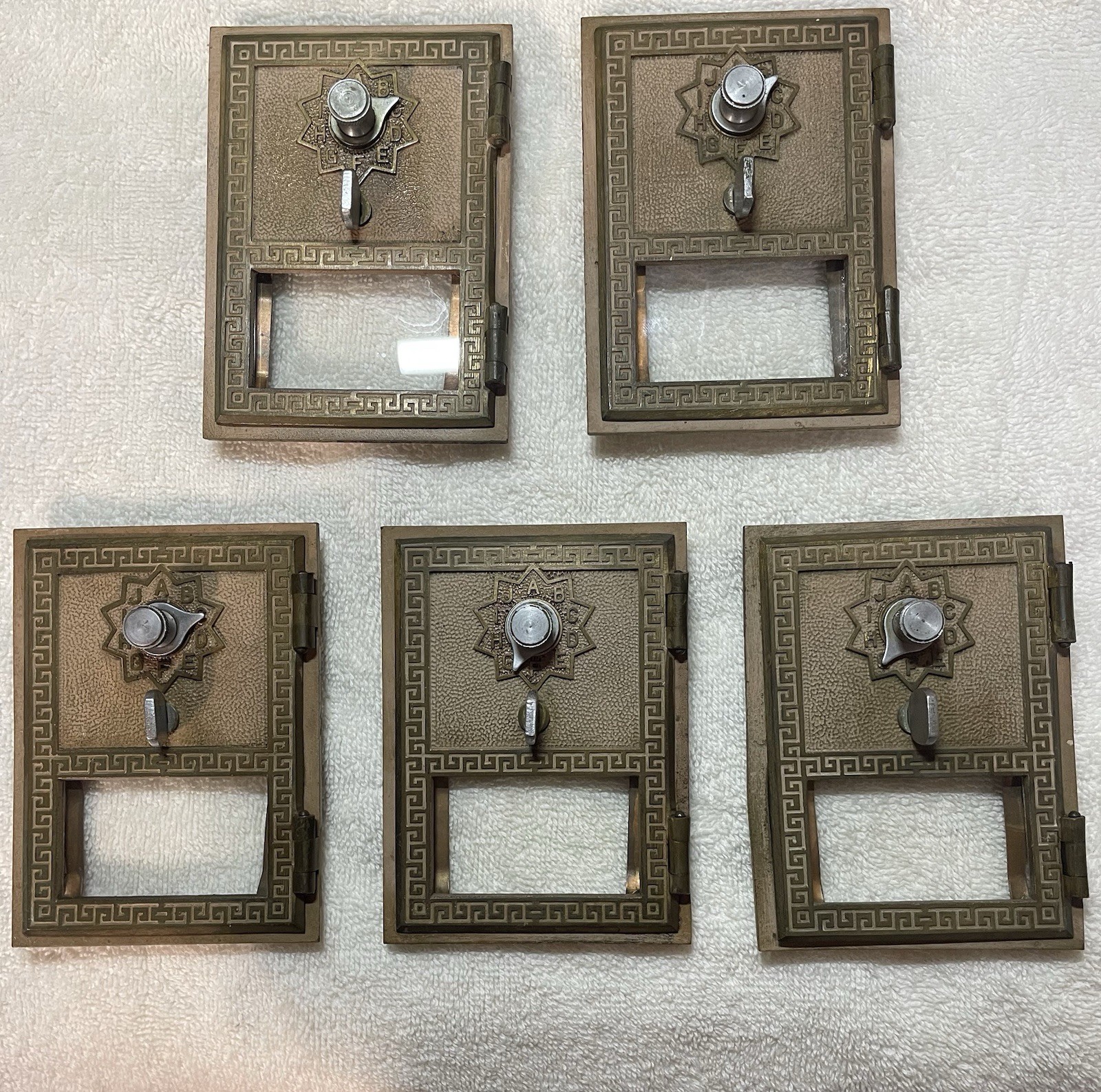 Vintage USPS Post Office Brass Box Door #1 w/ glass & Combination- Cleaned- READ