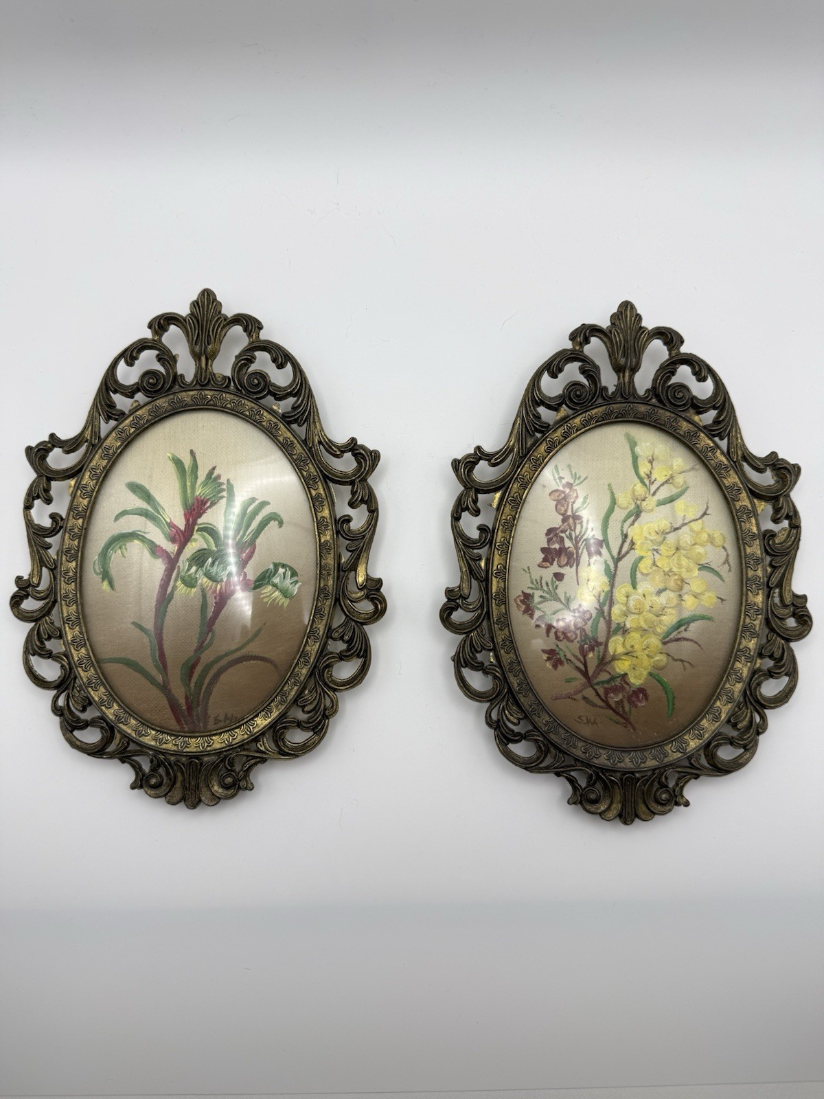 Brass Italian Picture Frames MCM Hand Painted By Australian Local Artis Pictures