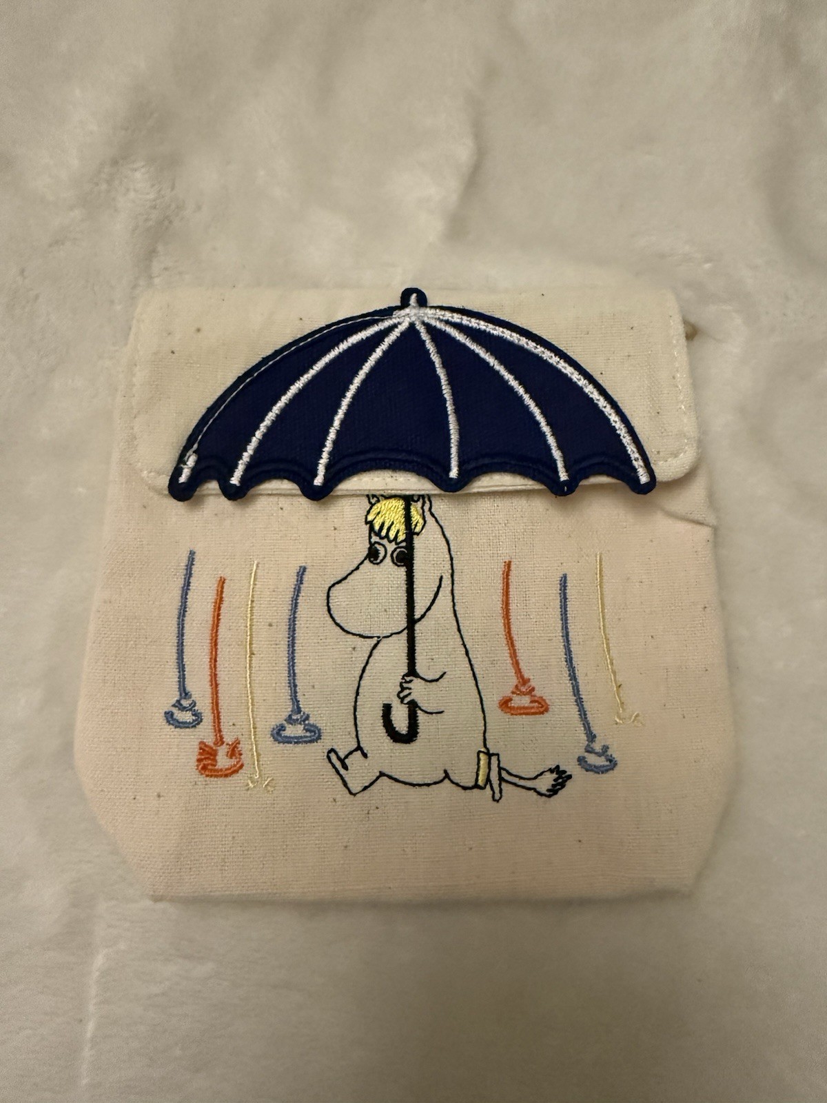 Moomin Clasp Pouch Tatami Embroidery Little My Family Blue Japan New