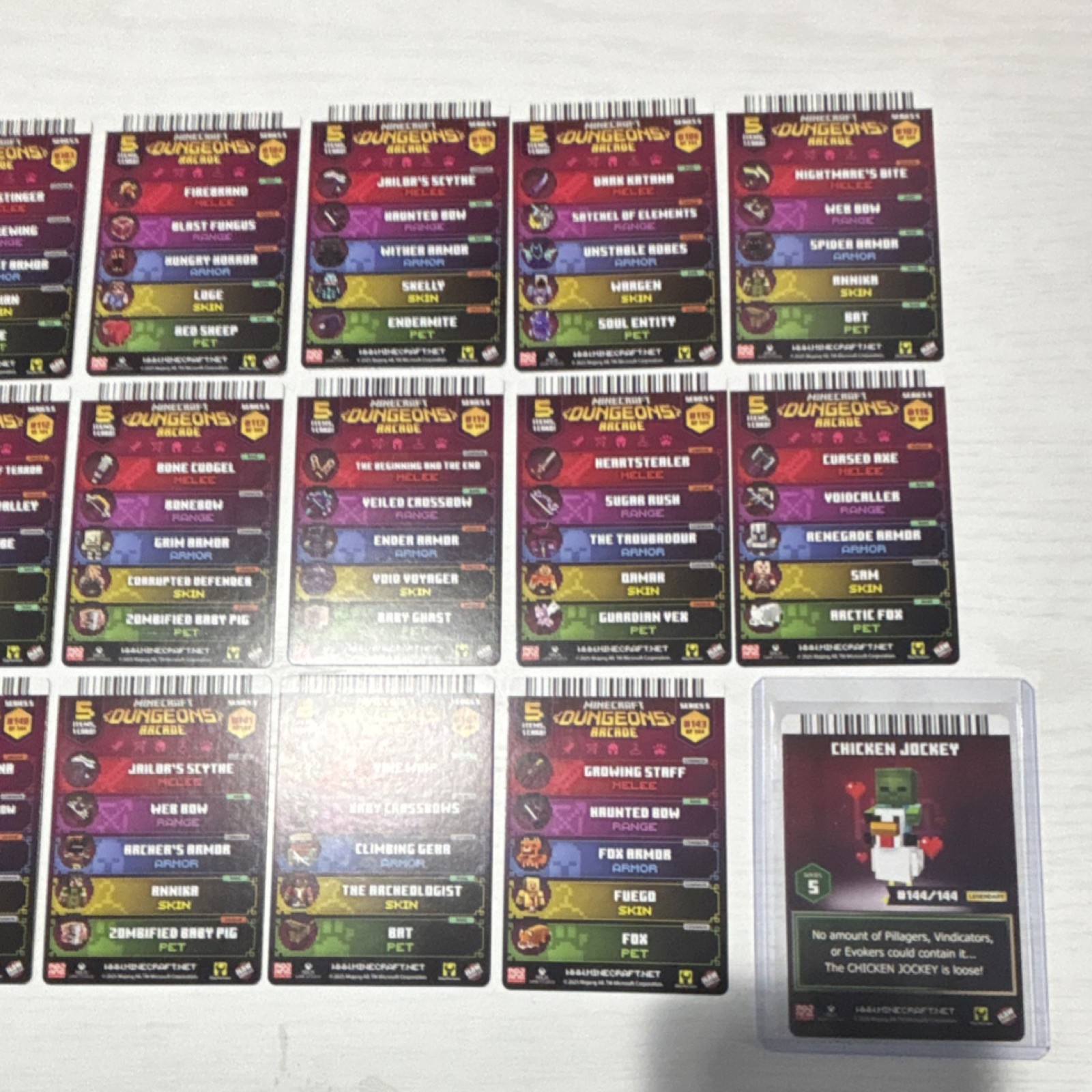 Minecraft Dungeons Arcade ALL HERO FOIL Cards Includes #144 CHICKEN JOCKEY GOLD