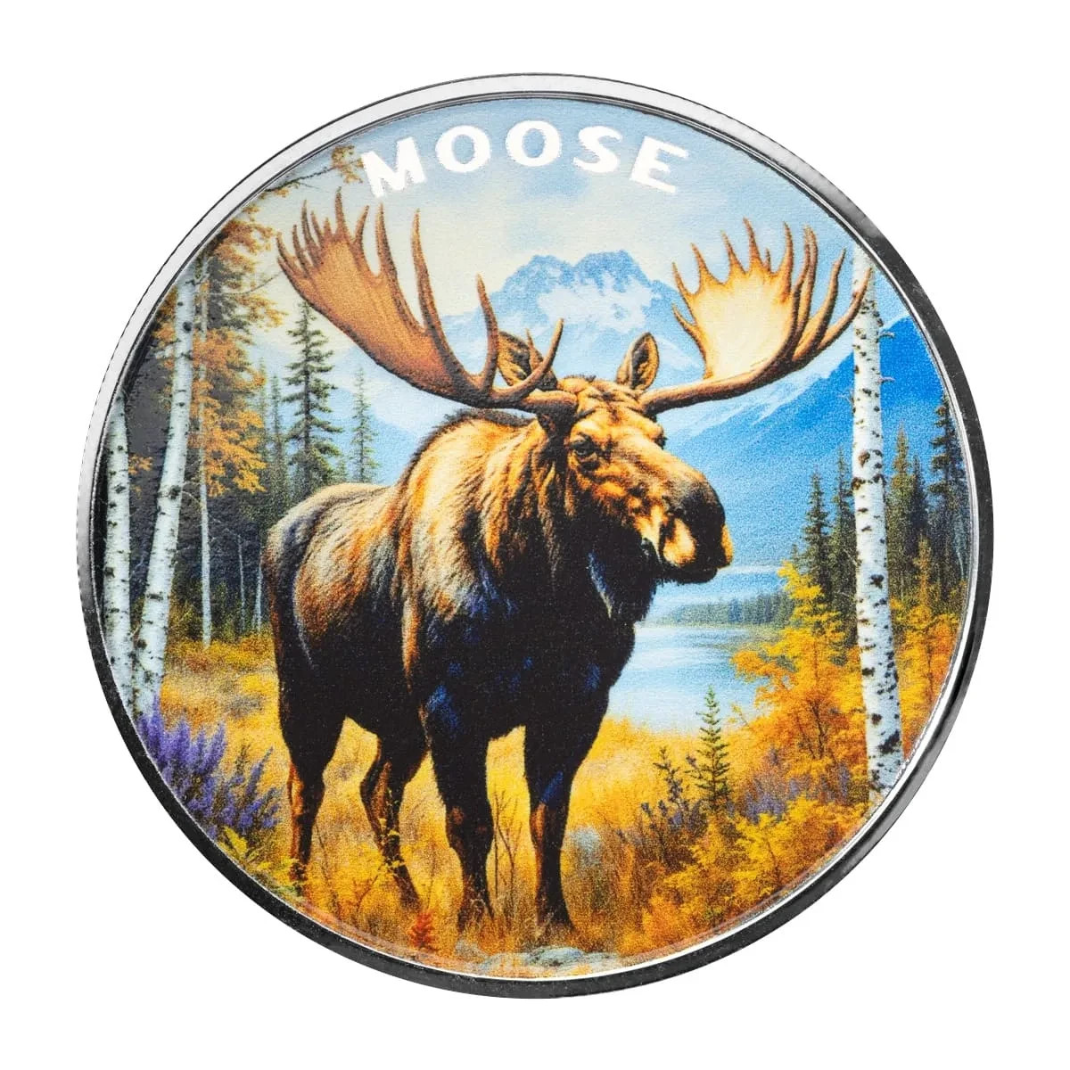 MOOSE – Colorized Silver Round – Scottsdale 1 oz .999 Fine Silver BU THE WILD