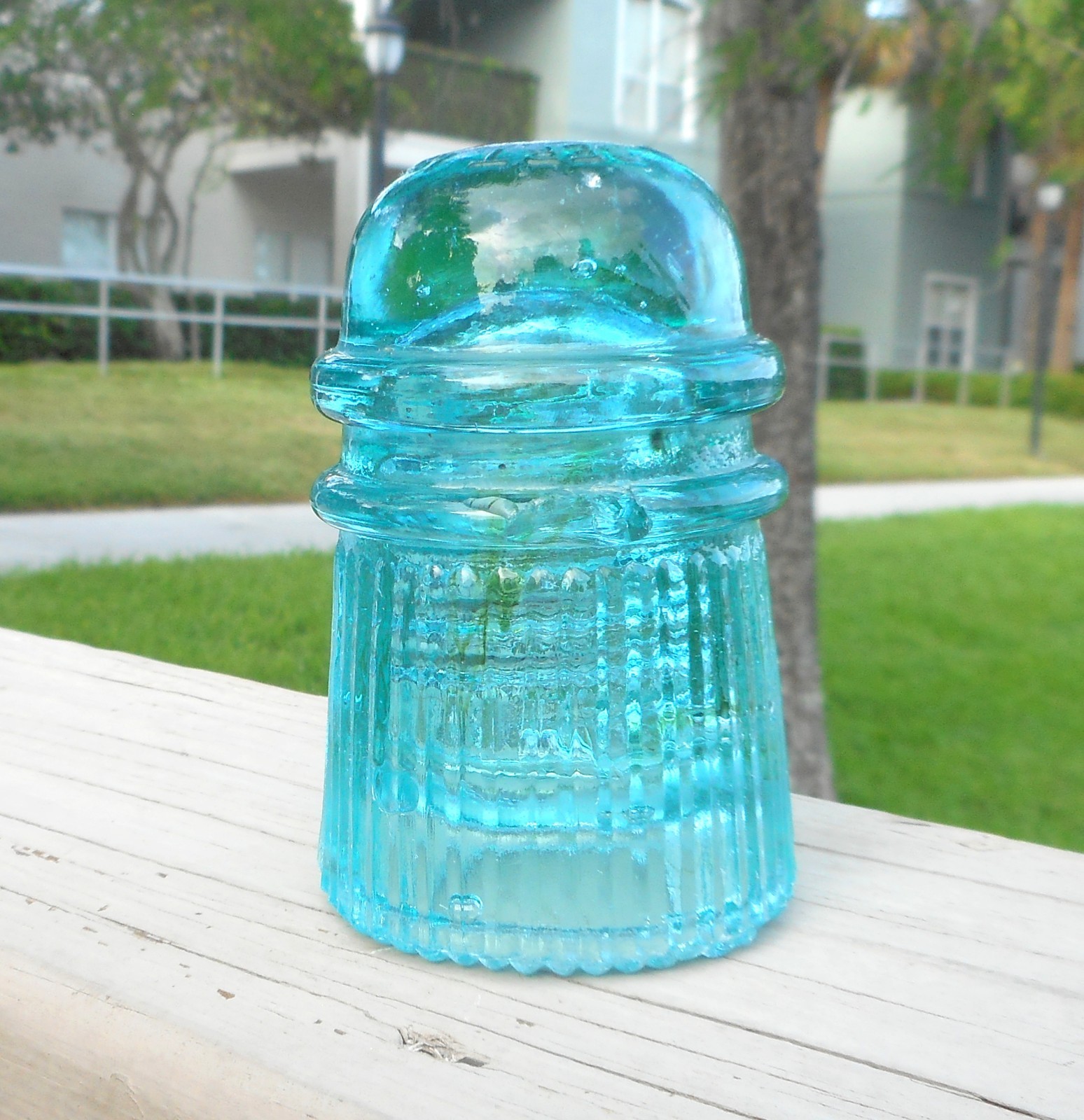 NICE LIGHT AQUA CD 121 PATENT OTHER PLEATED SKIRT GLASS INSULATOR