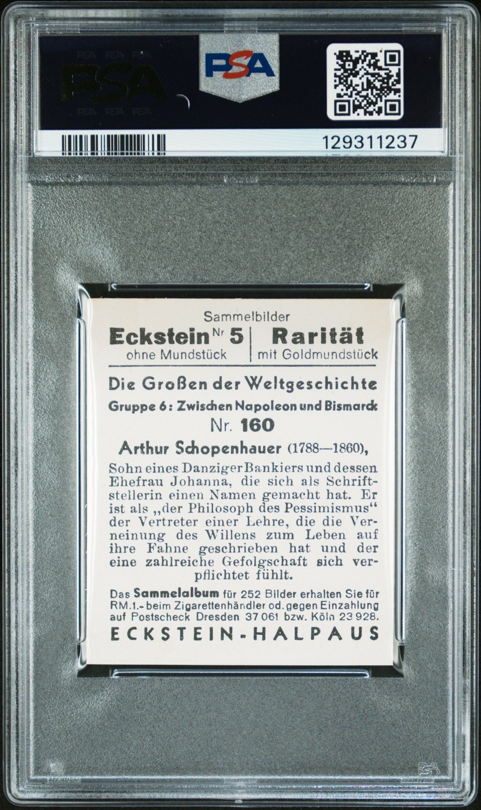 Arthur Schopenhauer – 1934 Eckstein-Halpaus Grossen Der Weltgeschichte PSA 2