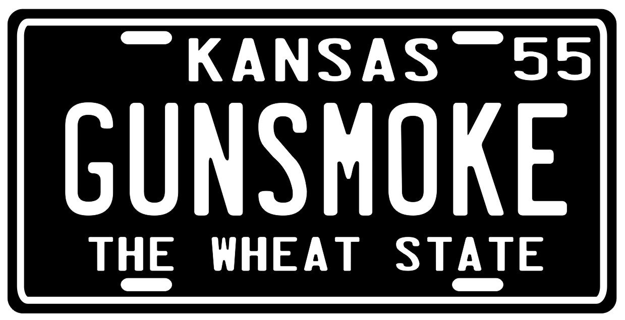 Gunsmoke TV Show 1955 debut Kansas License plate