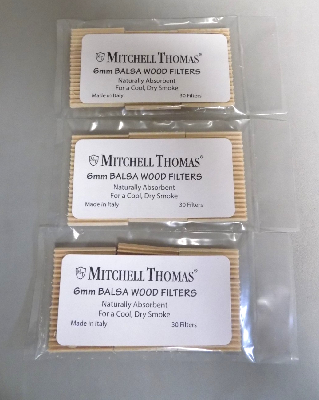 MITCHELL THOMAS 6MM BALSA WOOD FILTER NEW STOCK MADE IN ITALY 3 PACKS 90 FILTERS