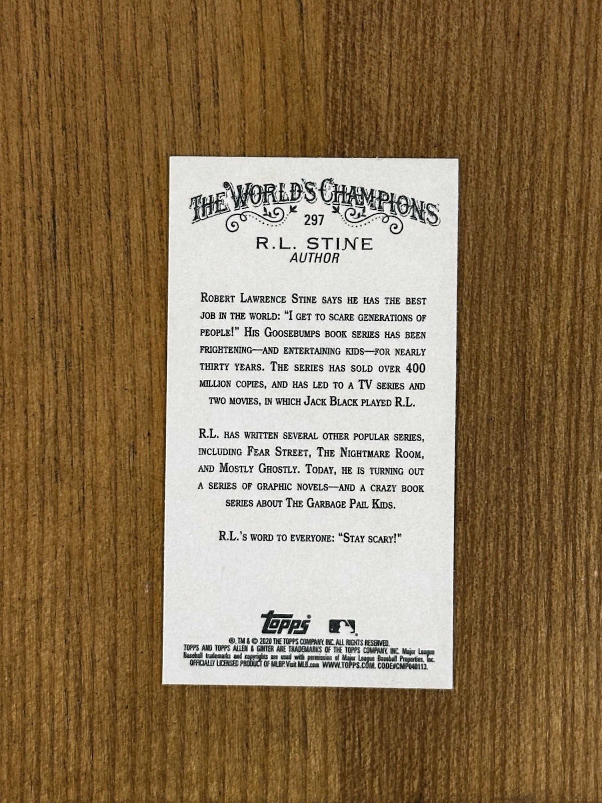 2020 Topps Allen & Ginter RL Stine Mini #297 Author