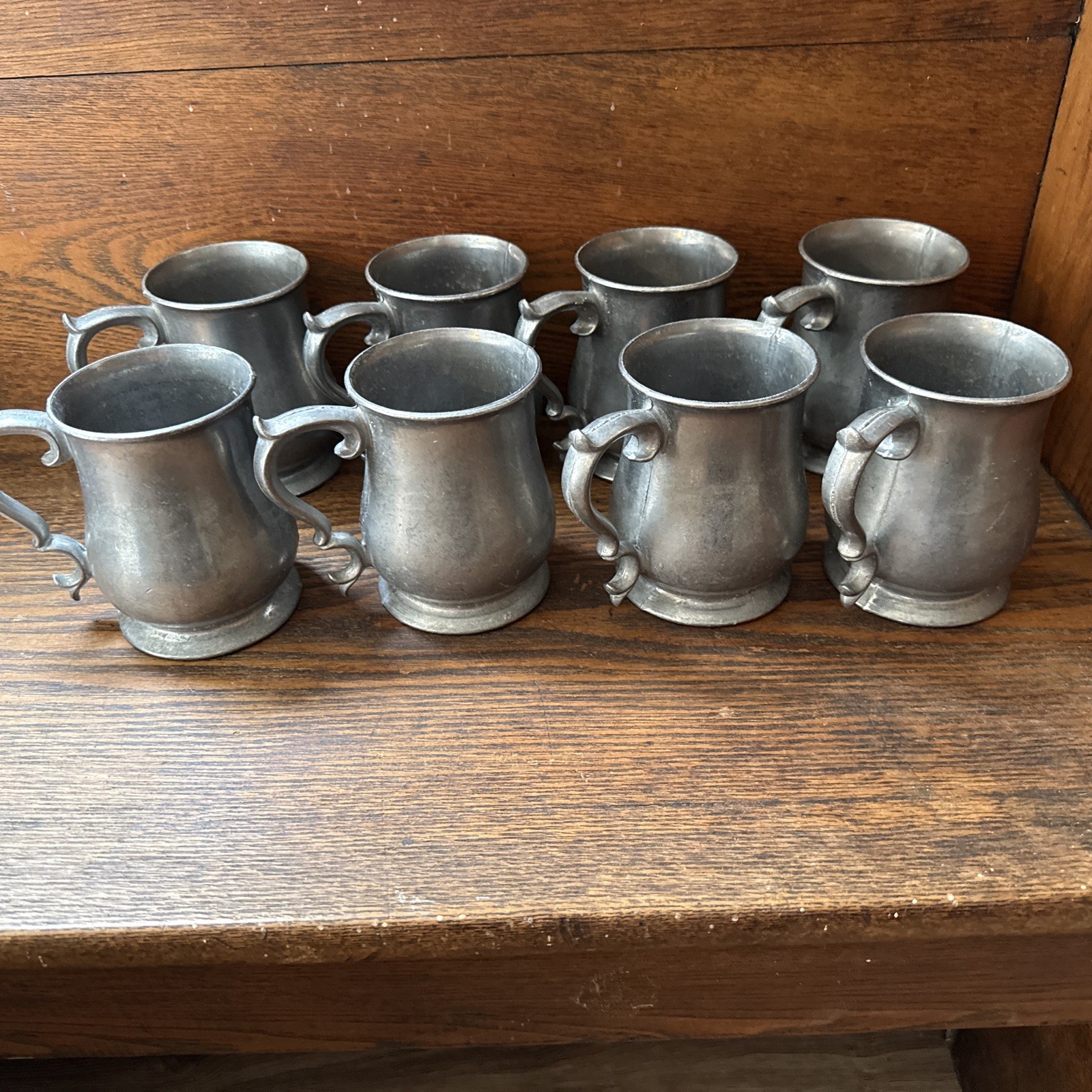 Pewter Vintage Beer Mugs Tankards 12oz Set of EIGHT – Unbranded 4.5″ Tall