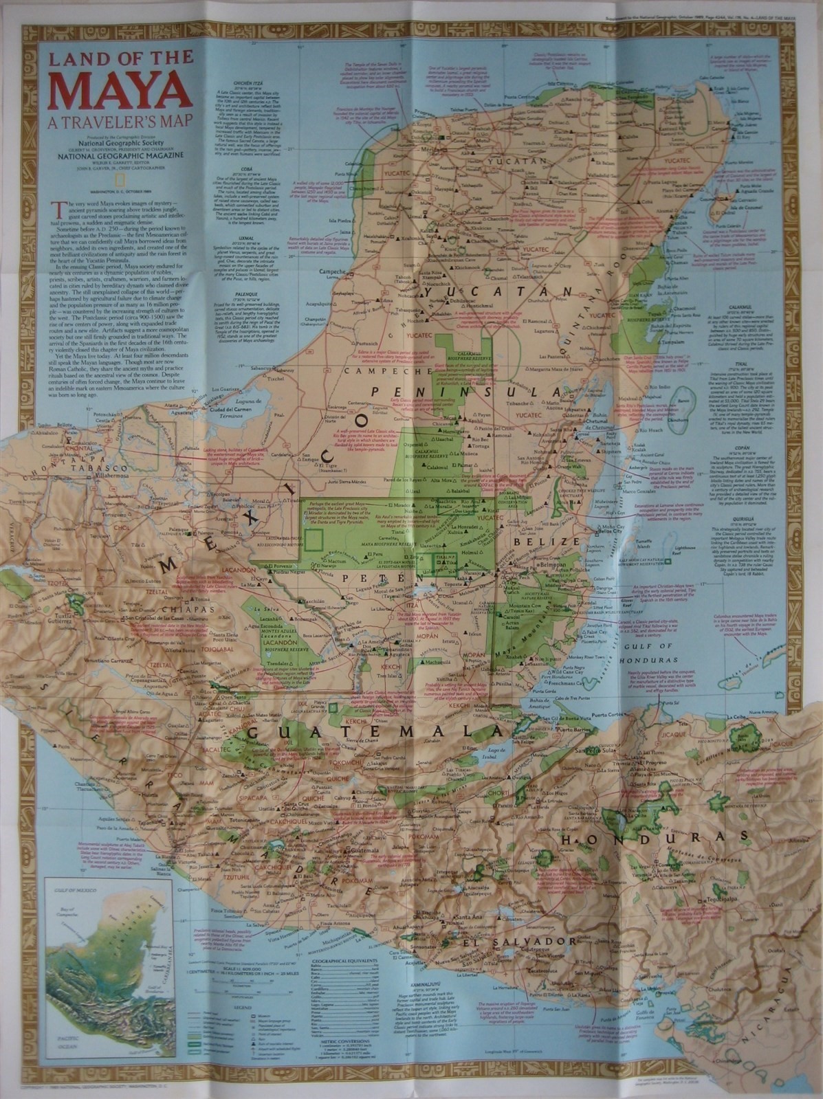 MAYAN MAP Mexico Yucatan Belize Guatemala Honduras Cobá Tulum Tikal Copán Uxmal