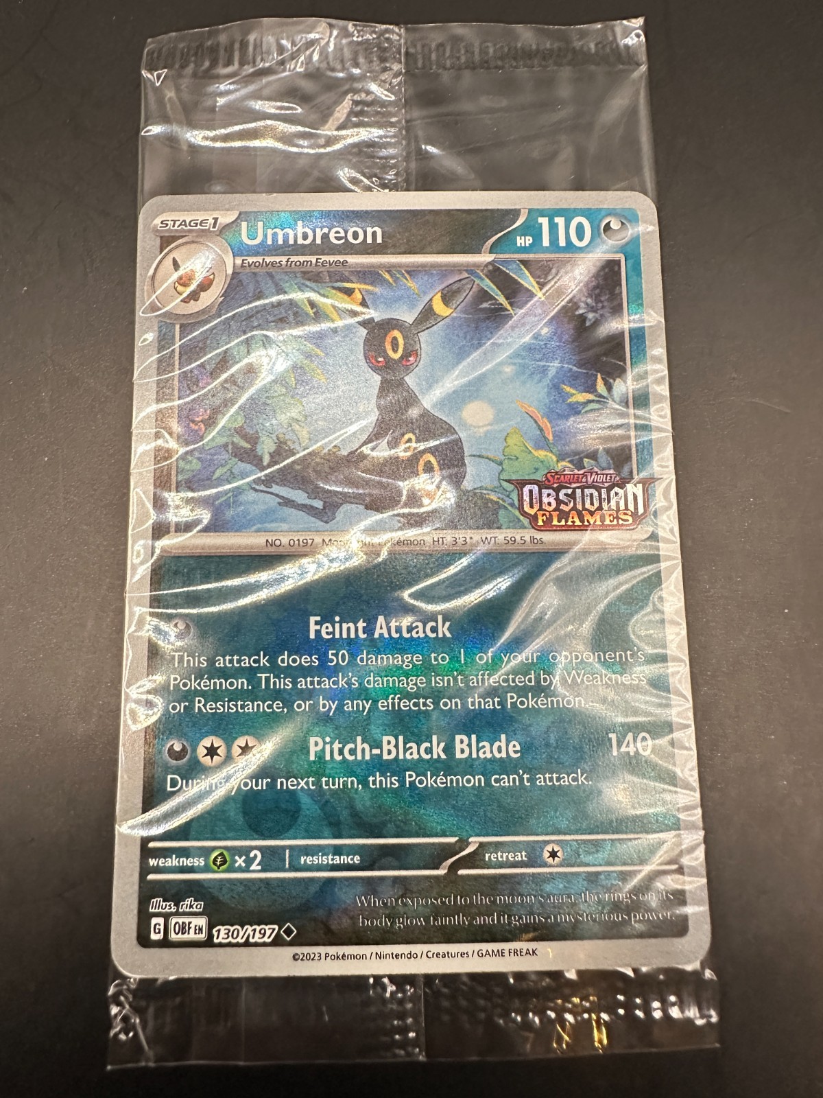 Umbreon 130/197 Obsidian Flames Reverse Holo Stamped Sealed Promo English Stamp