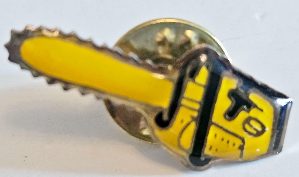 Yellow & Black Tool Chainsaw Collectible Hat/ Lapel Pin ~80s ~ Vintage~ New