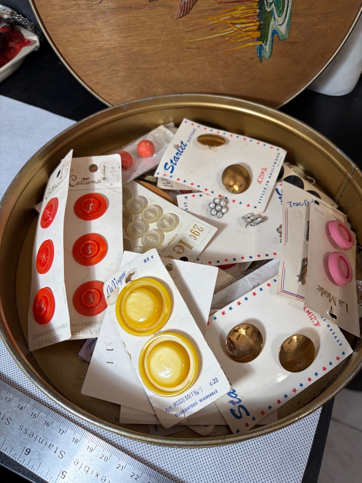 buttons and box