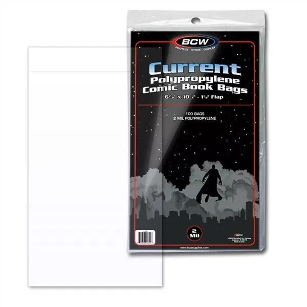 200 BCW Current / Modern Comic Book Bags Sleeves – 2 Mil