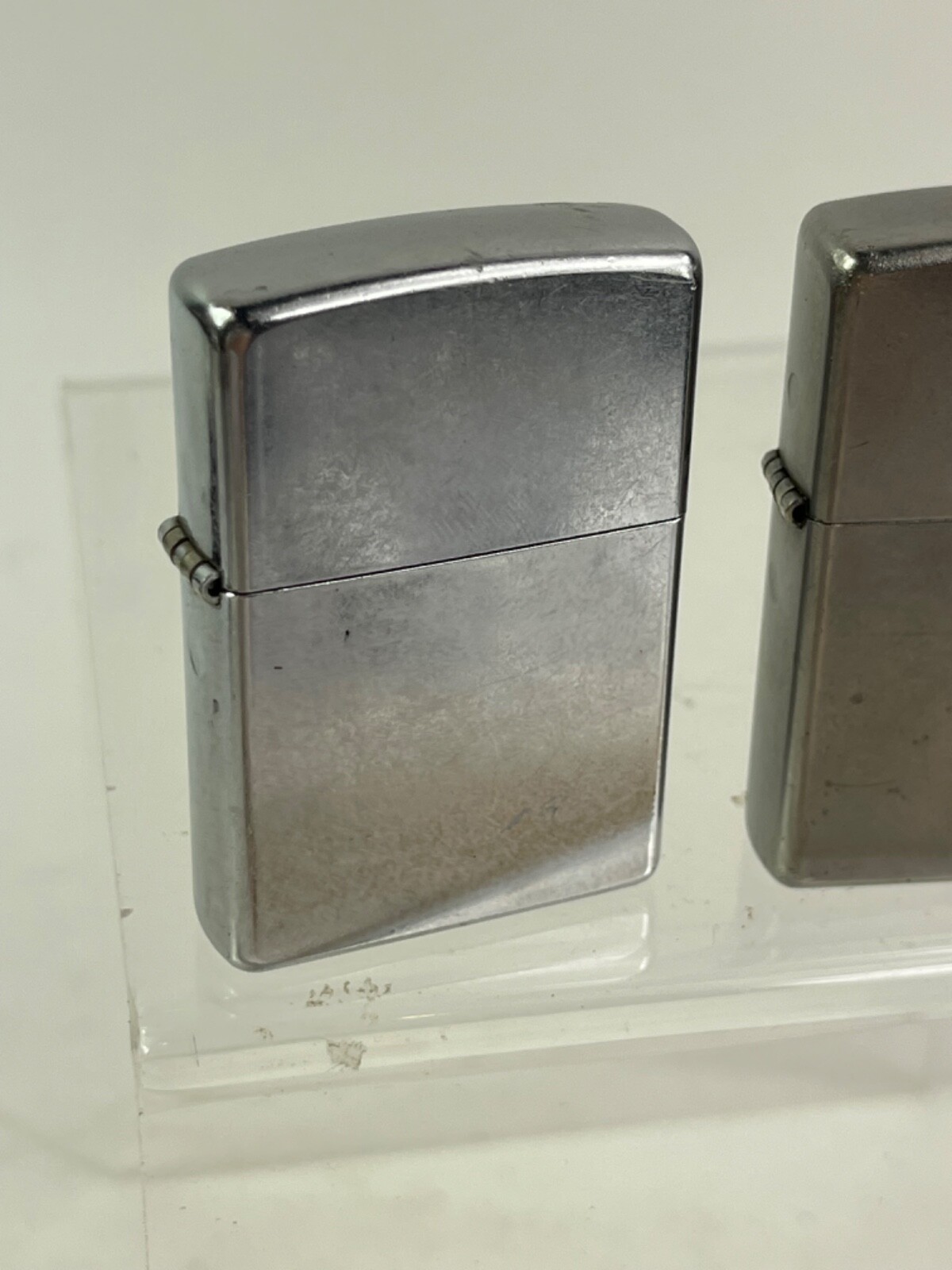 Collection of Two Zippo Lighters Silver Chrome Satin finished 2004 & 2015