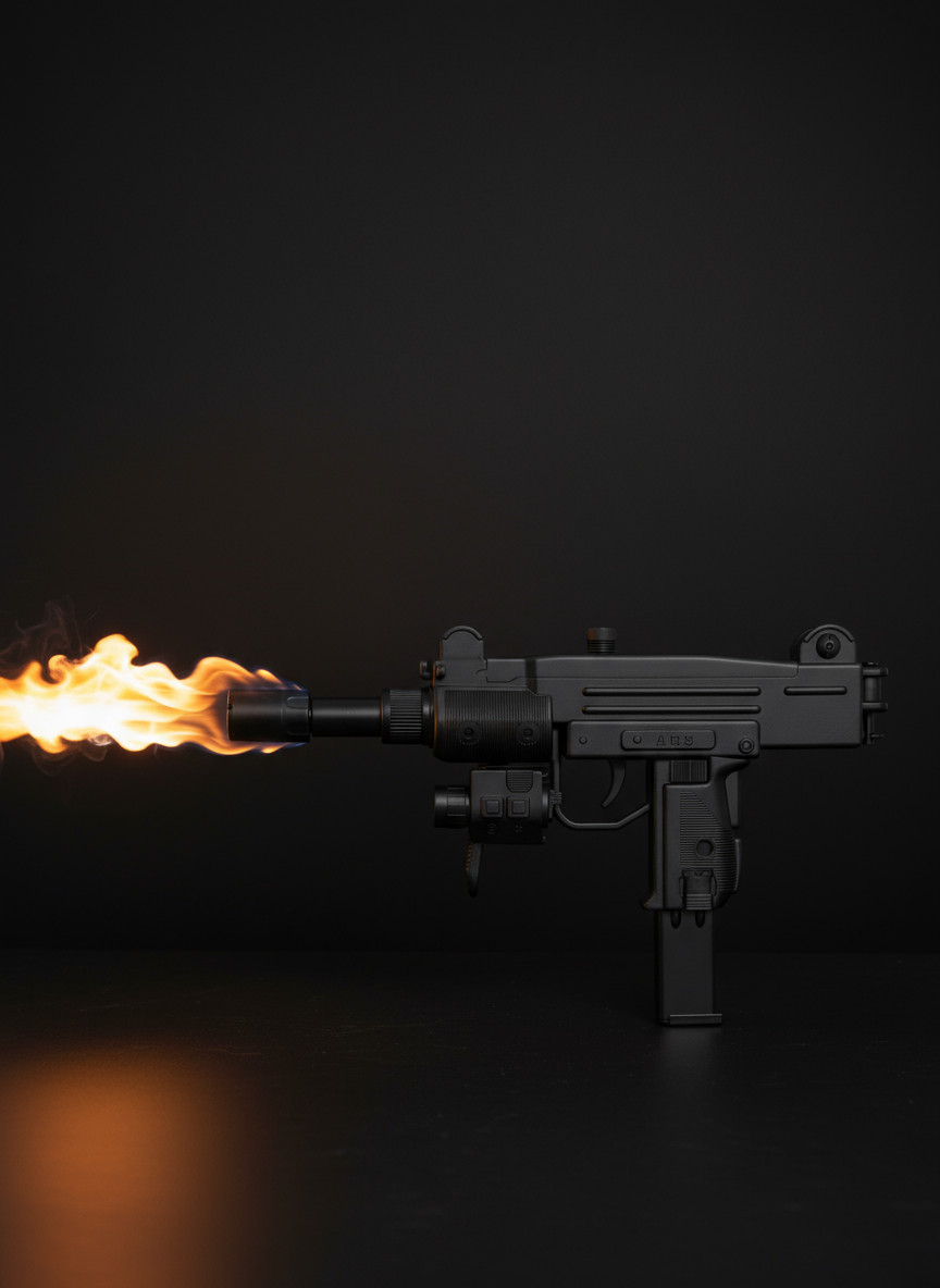 UZI Pistol Torch Lighter – Refillable Butane Jet Flame Gun Lighter with Laser