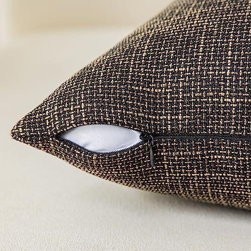 Kevin Textile Soft Solid Lined Linen Pillow 24″ x 24″ (Pack of 2) Black Gold