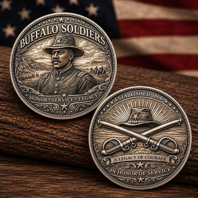 Buffalo Soldiers Veteran Coin Honor Service Legacy Military Collectible Gift