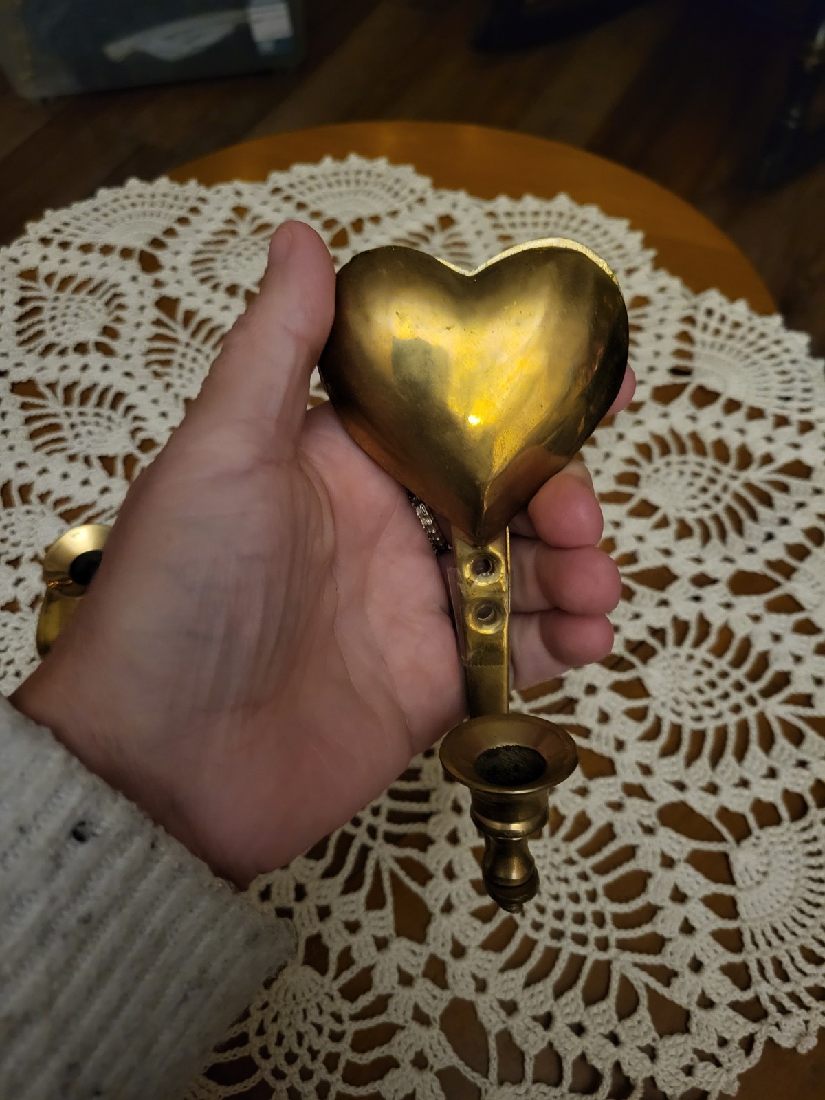 Brass Heart Shaped Candel Holder Bundle 3 Piece Set