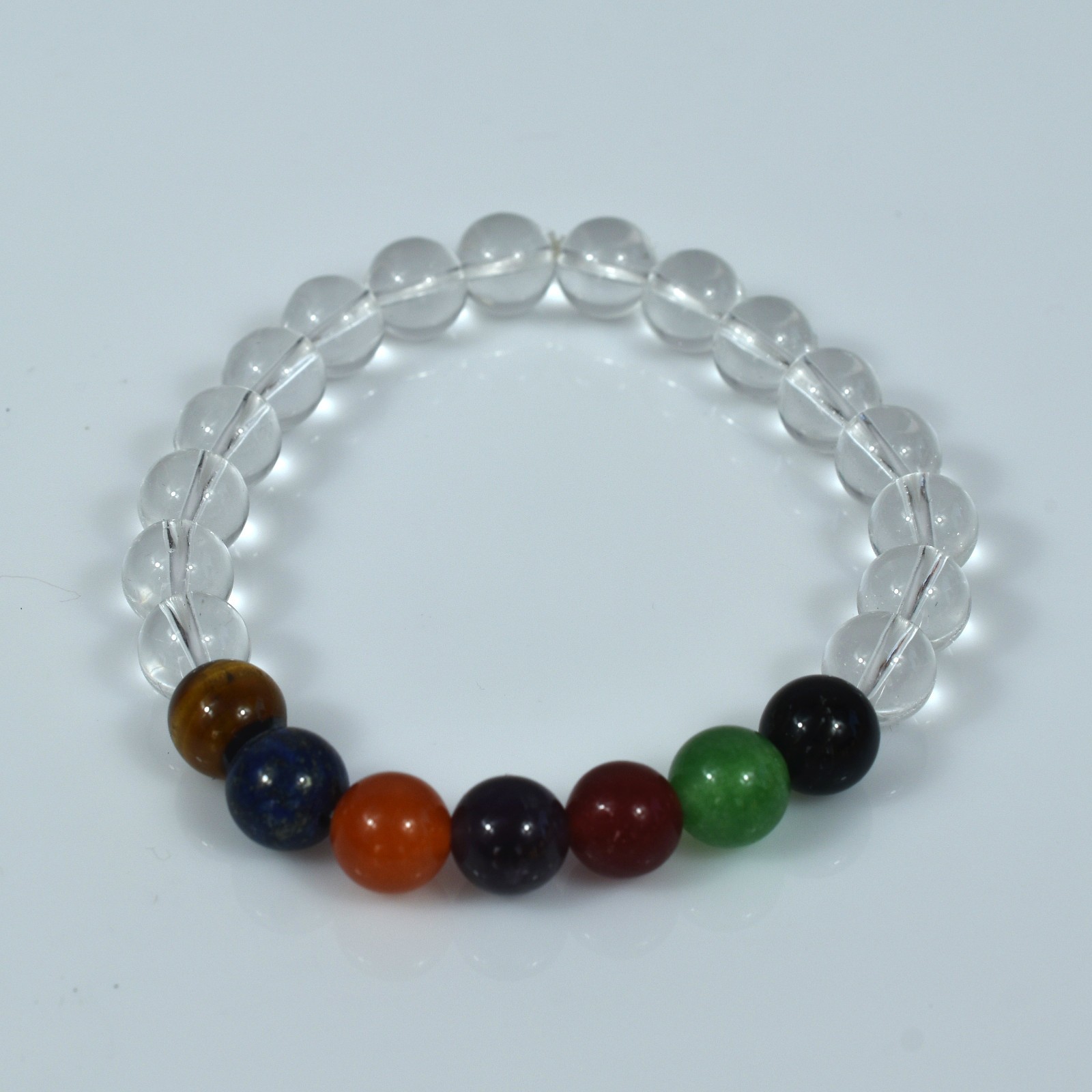 Quartz 7 Chakra Bracelet: Himalayan Crystal Kundalini Healing carnelian amethyst