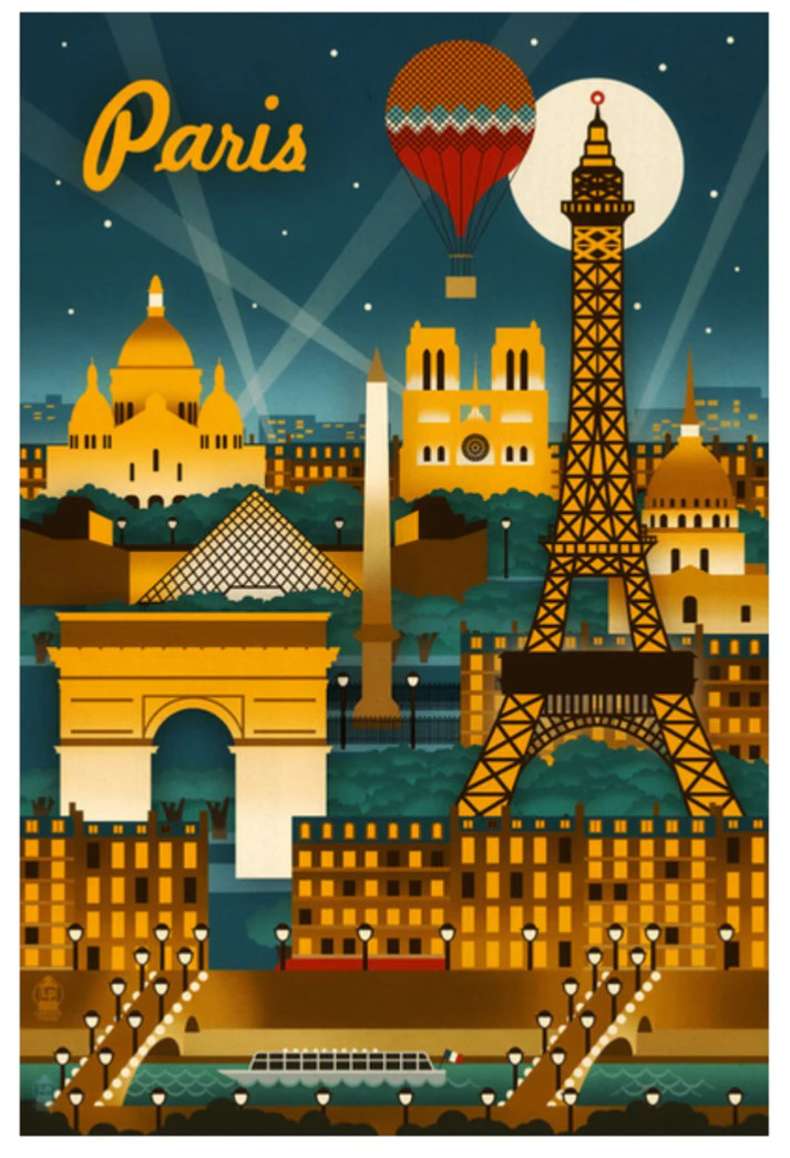Special Paris, France – Retro Skyline – Lantern Press Postcard