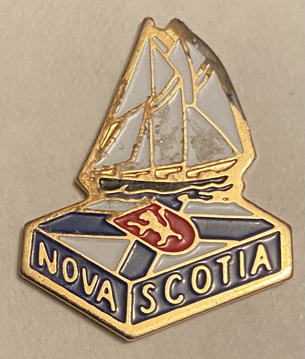 Vintage Nova Scotia Sailing Ship Cloisonne Enamel Lapel Pin Canada