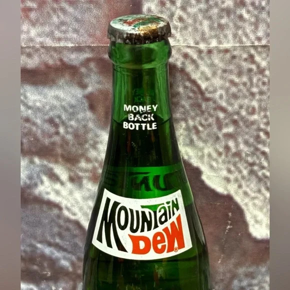 Vintage Mountain Dew Green 16oz Soda Bottle Money Back Bottle SEALED
