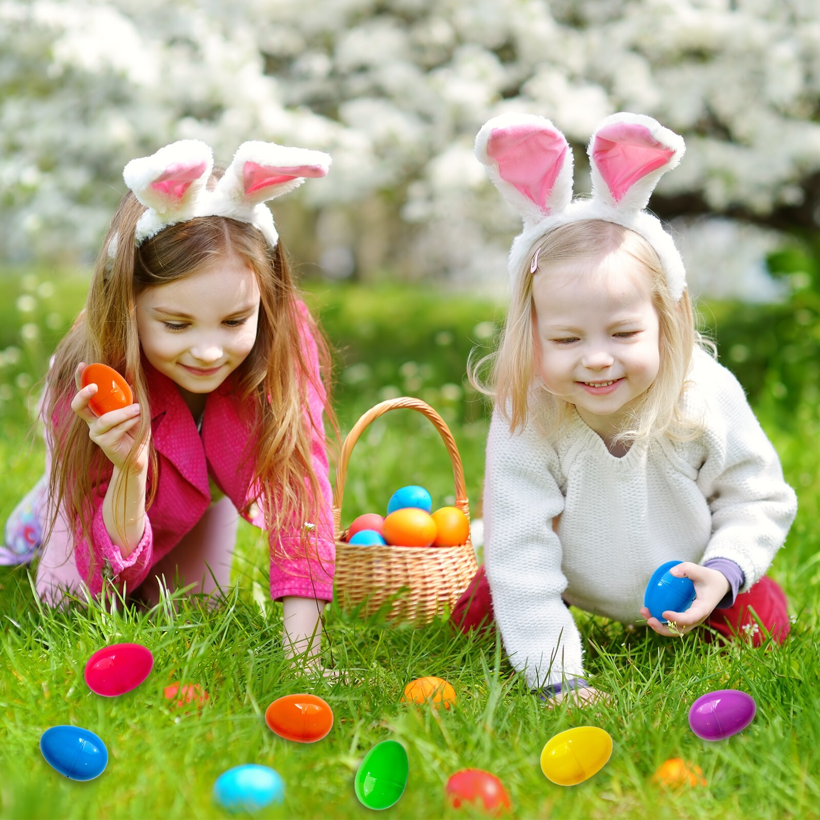 50/200 PCS 2.25″ Plastic Easter Eggs Empty Easter Eggs Fillable Bright Eggs Bulk